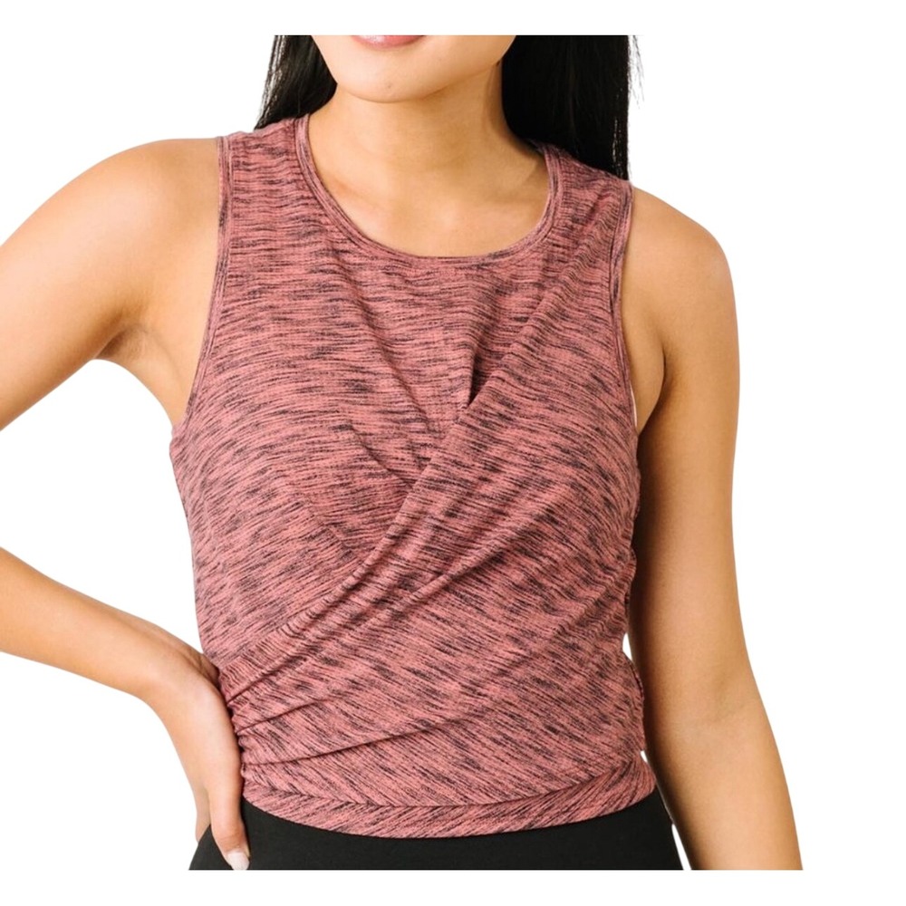 ZYIA ACTIVE Women's Pink Heather Tie Back Sleeveless Workout Tank Top XXL